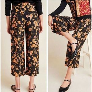Anthropologie X Kachel Della Wide Leg Cropped Floral Print Pants Woman's Size 6